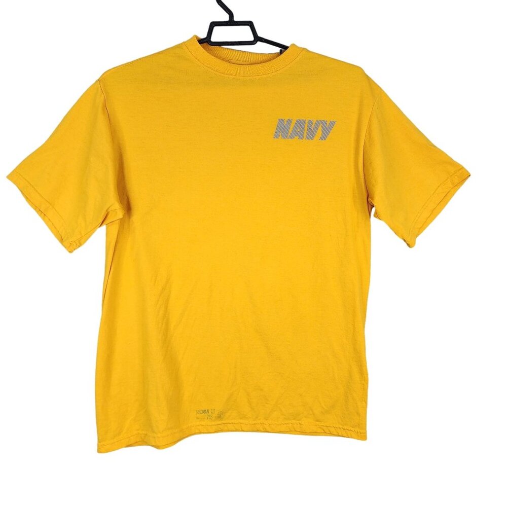 Mens Yellow Navy Physical Fitness Uniform Shirt 100% Polyester Size L
